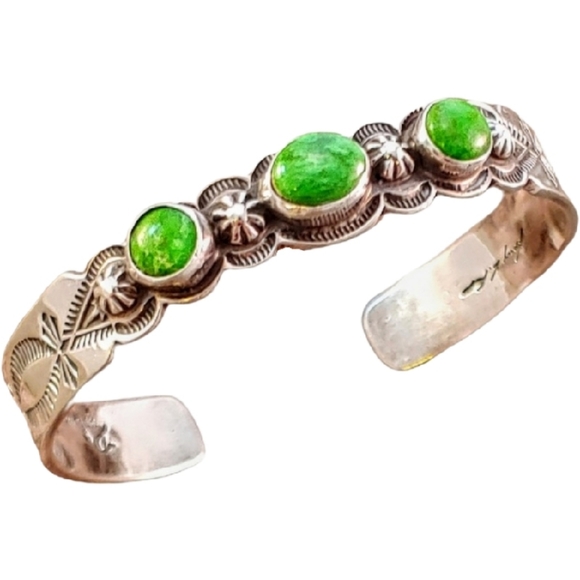 Larry Kaye Jewelry - Larry Kaye Sterling Green Turquoise Cuff Bracelet
